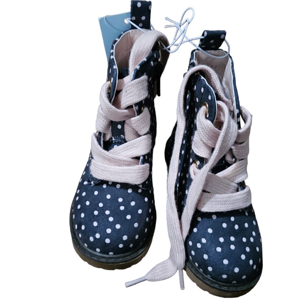 Kid's CAT & JACK Polkadot Lace Up Combat Boots Size 6
